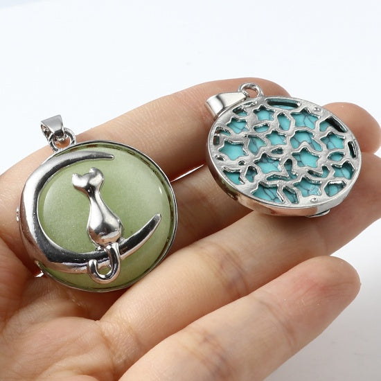Necklace to Nipple, Non Piercing with Kitten On Moon Crystal Pendant of Your Choice. Multiple Nipple Attachments Options.