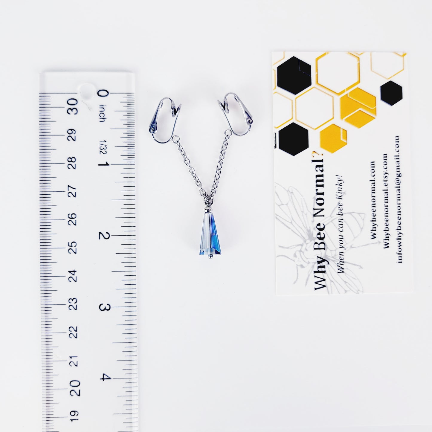 Non Piercing Labia Chain Dangle, Stainless Steel, with Crystal.