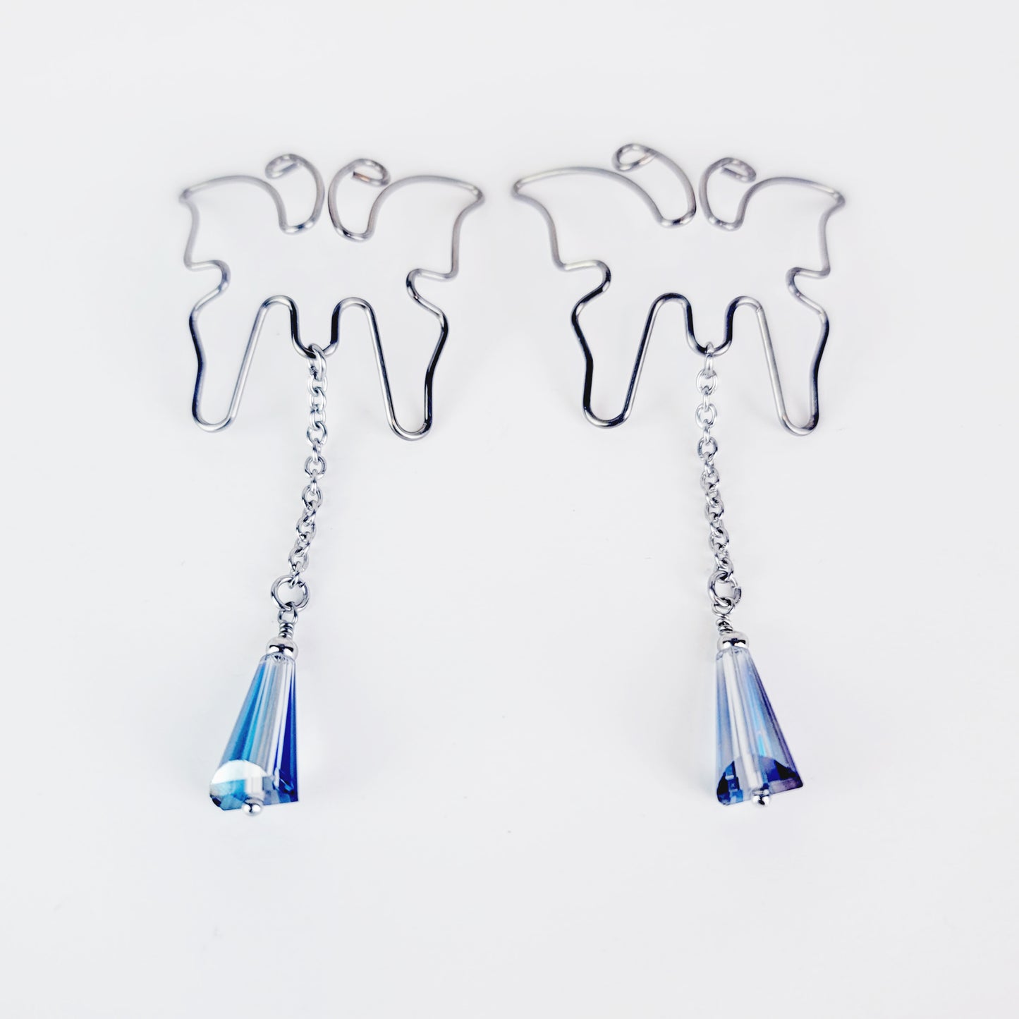 Butterfly Nipple Shields with Crystals, Stainless Steel. Non-Piercing Nipple.