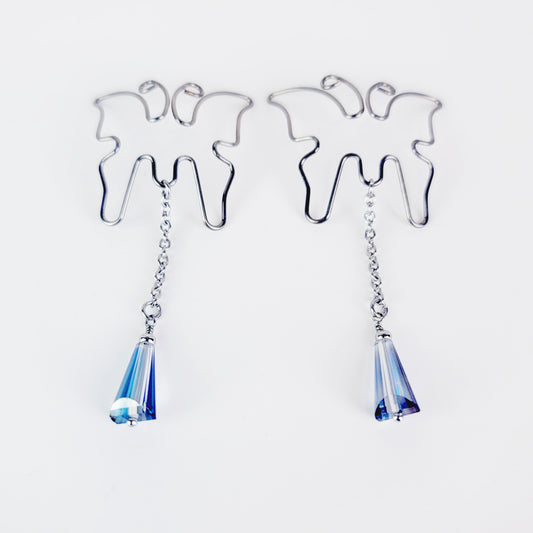 Butterfly Nipple Shields with Crystals, Stainless Steel. Non-Piercing Nipple.