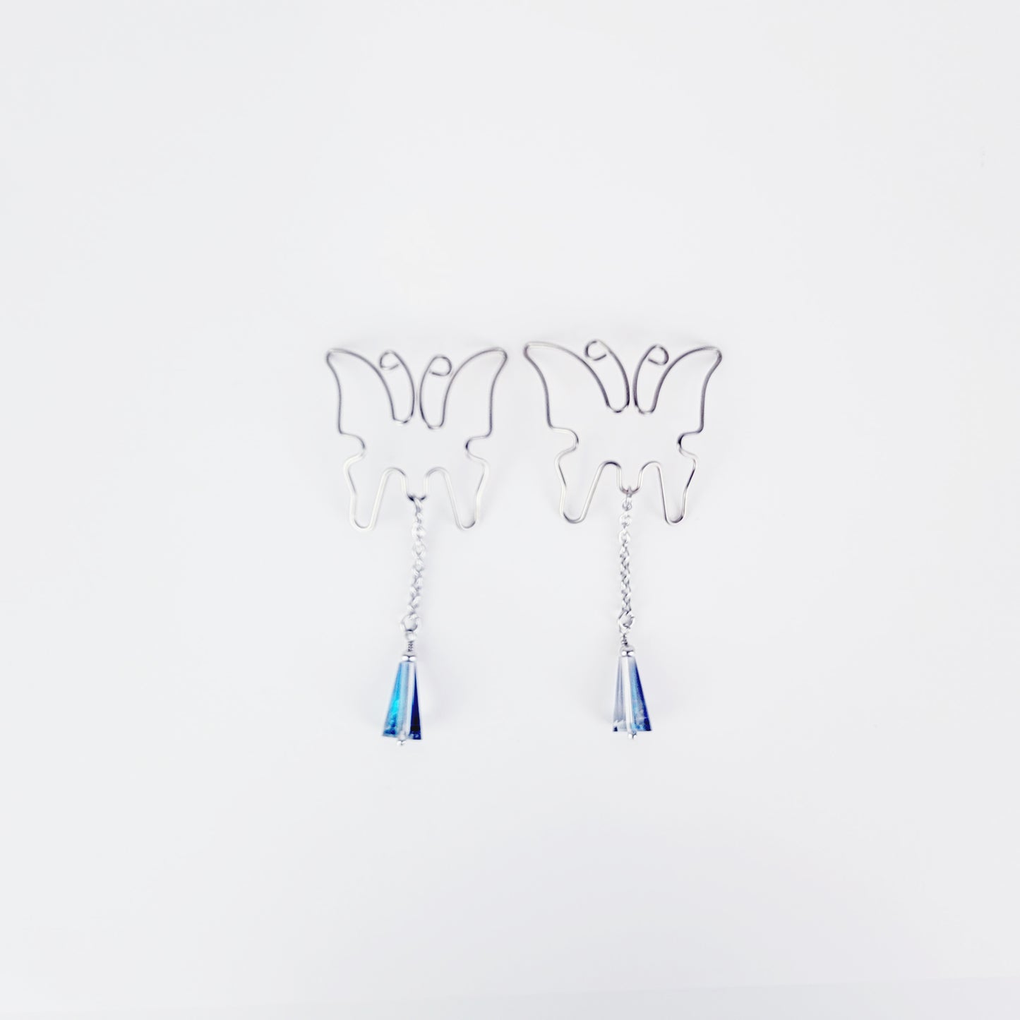 Butterfly Nipple Shields with Crystals, Stainless Steel. Non-Piercing Nipple.