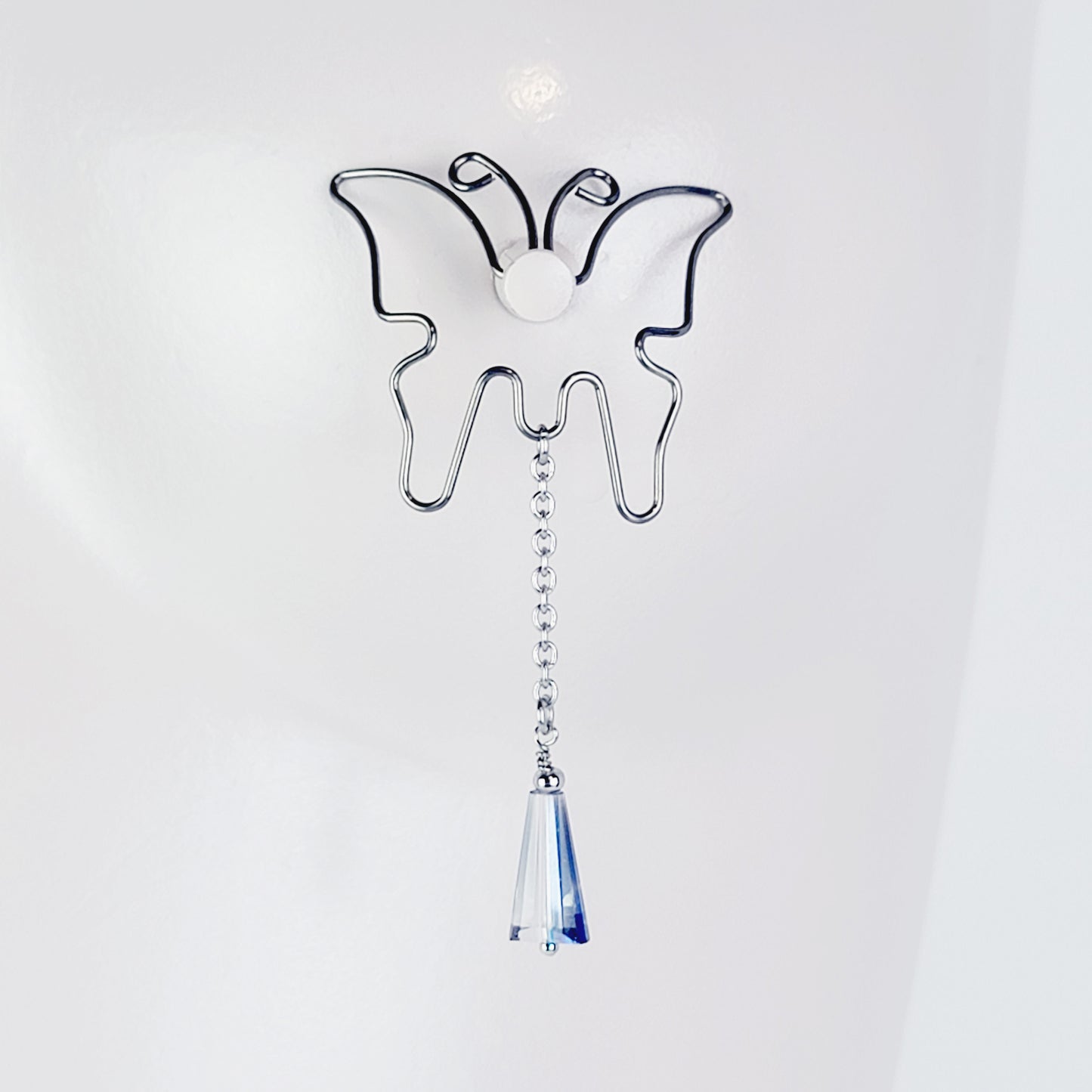 Butterfly Nipple Shields with Crystals, Stainless Steel. Non-Piercing Nipple.