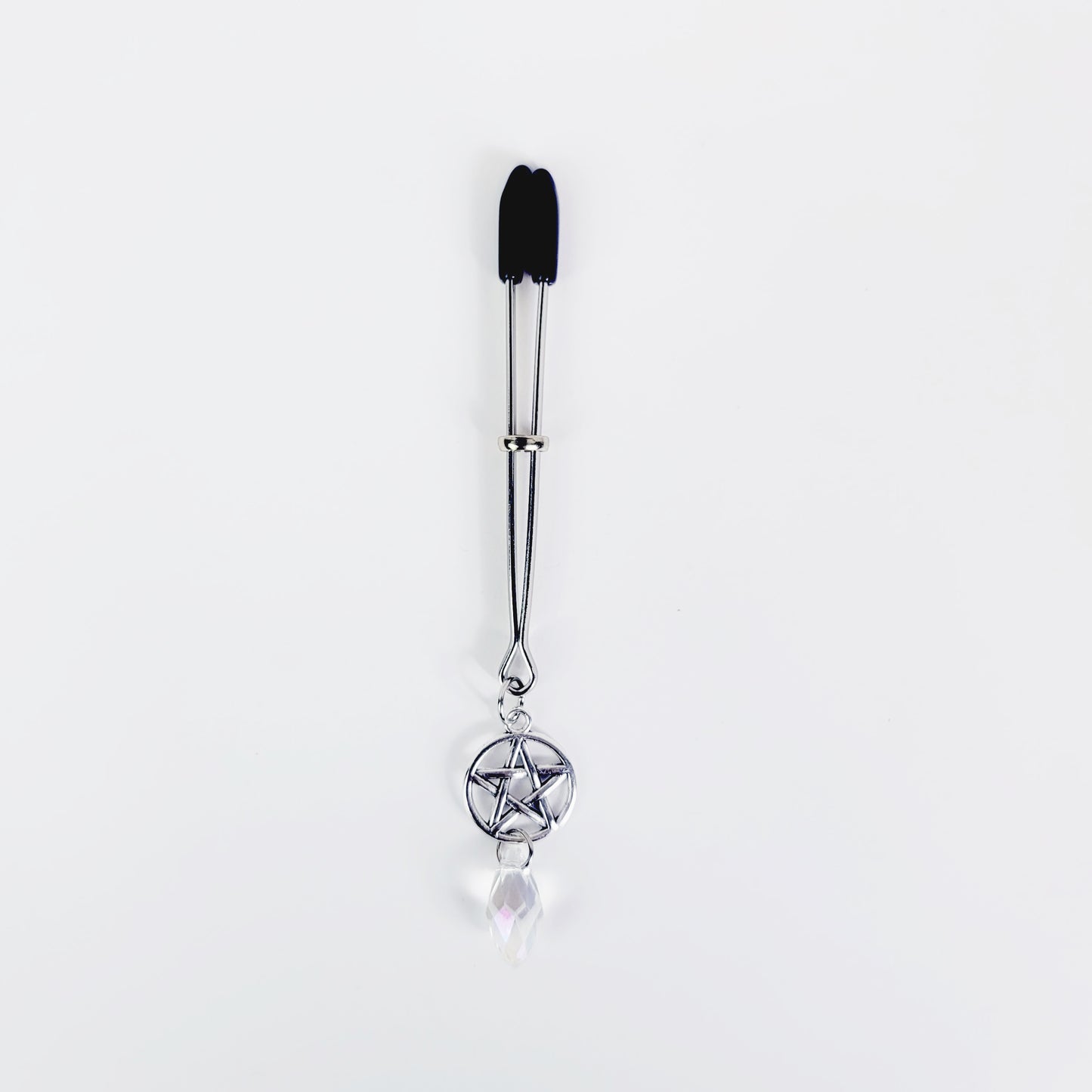 Tweezer Clit Clamp with Pentacle and Crystal. BDSM Adult Toy For Women. Pentagram Jewelry