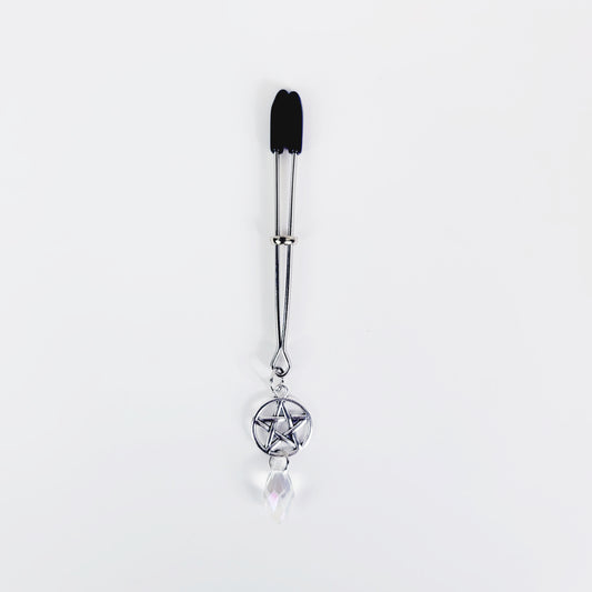 Tweezer Clit Clamp with Pentacle and Crystal. BDSM Adult Toy For Women. Pentagram Jewelry