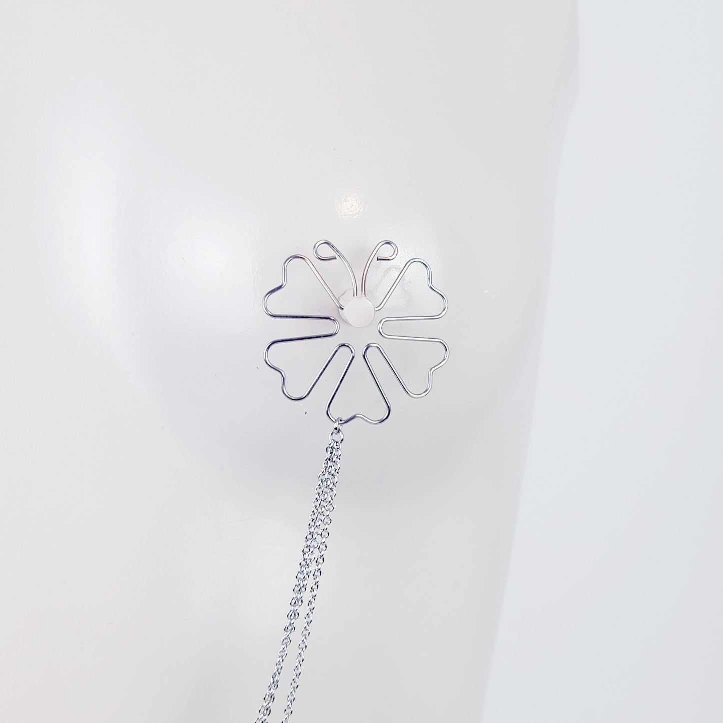 Nipple Shield Clamps, All Stainless Steel, with Chain Attached.