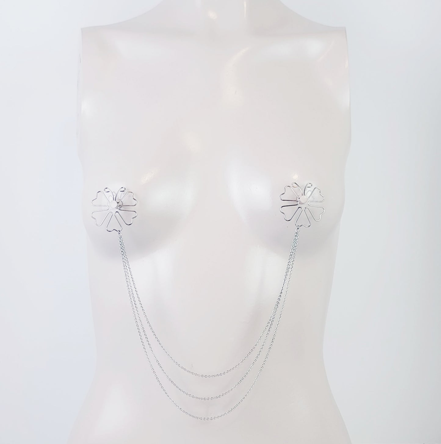 Nipple Shield Clamps, All Stainless Steel, with Chain Attached.