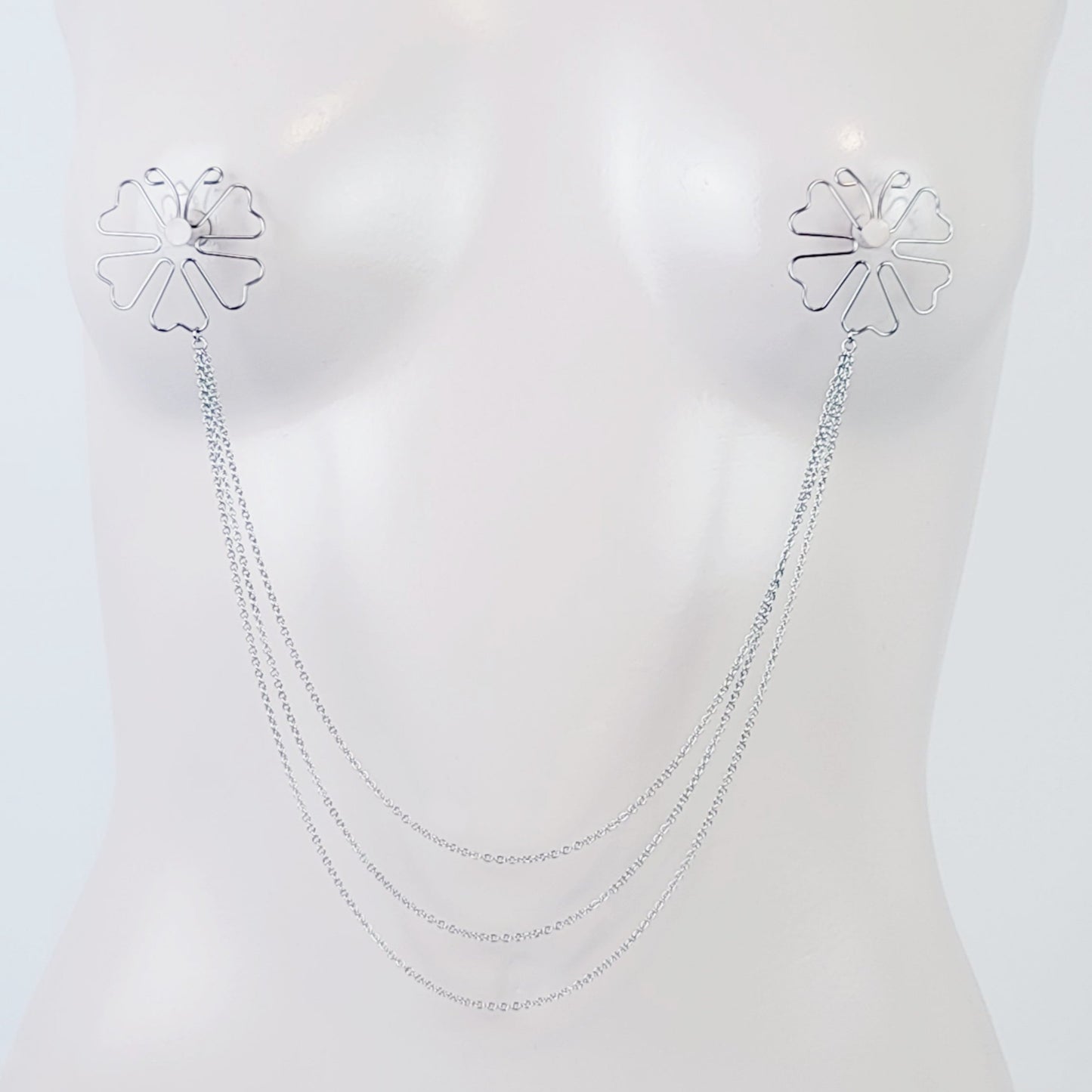 Nipple Shield Clamps, All Stainless Steel, with Chain Attached.
