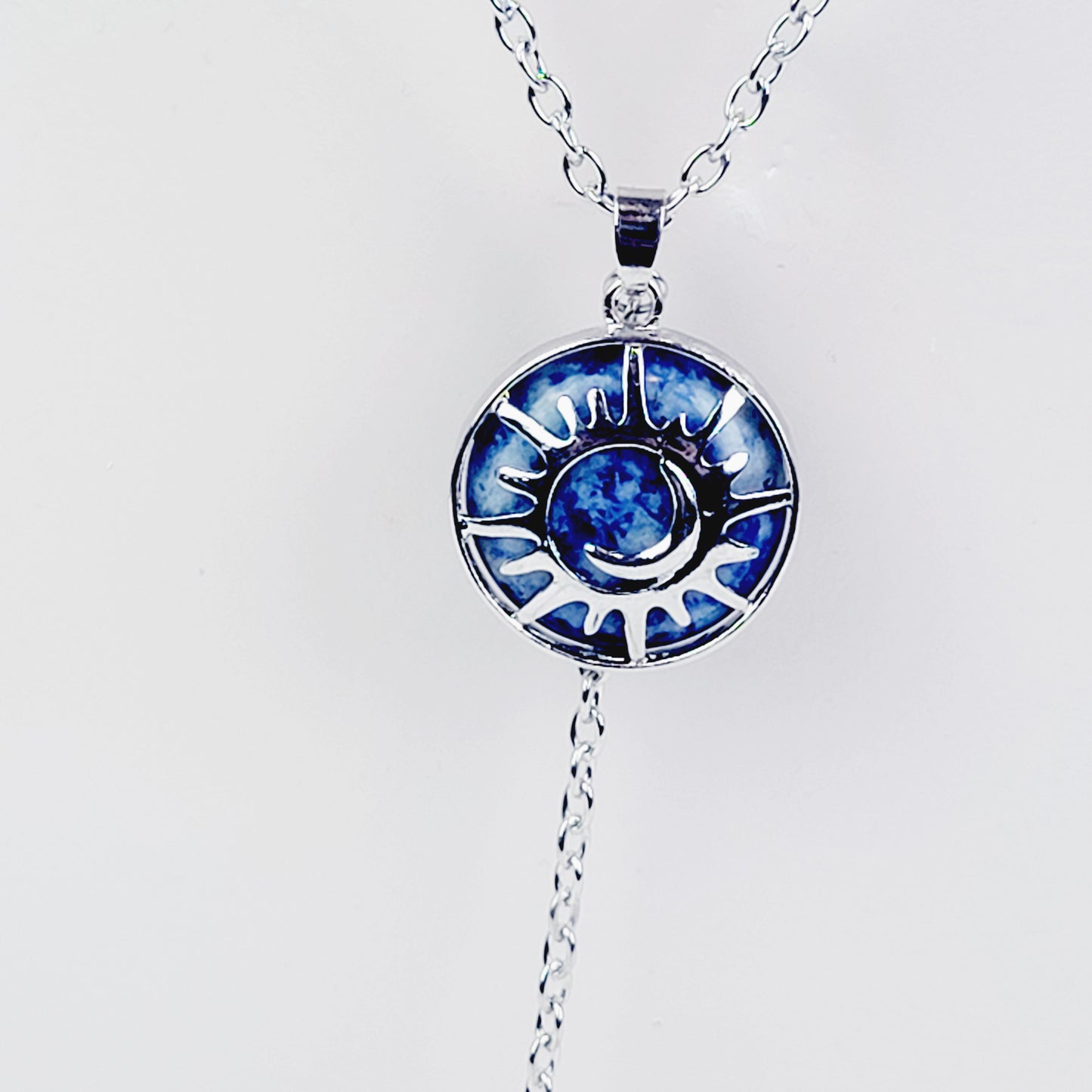 Triple Tweezer Clamps with Sun and Moon Crystal/Stone Pendant of your Choice.