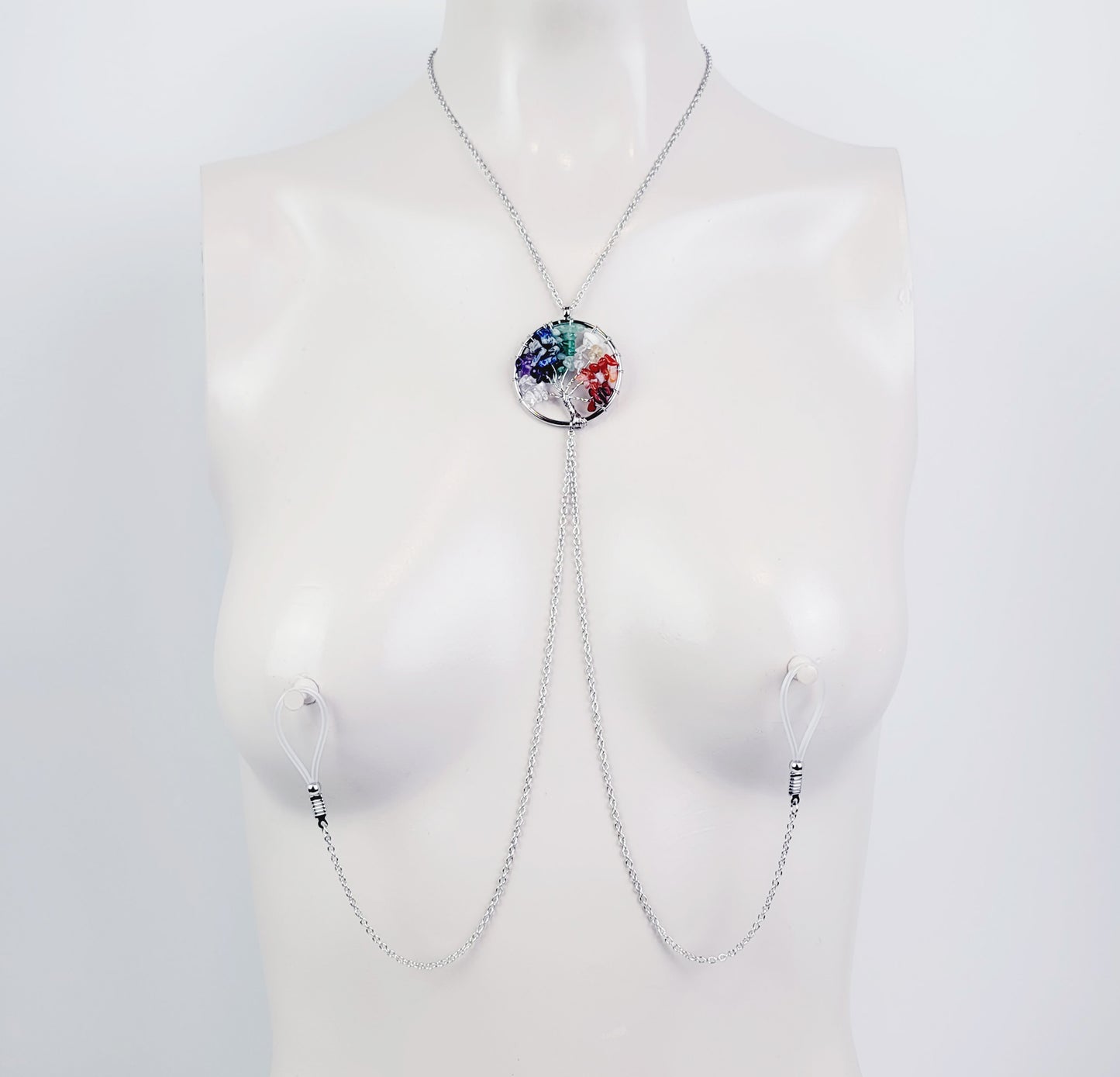 Chakra Tree of Life Necklace Necklace to Nipple, Non-Piering. Choose your nipple attachment.