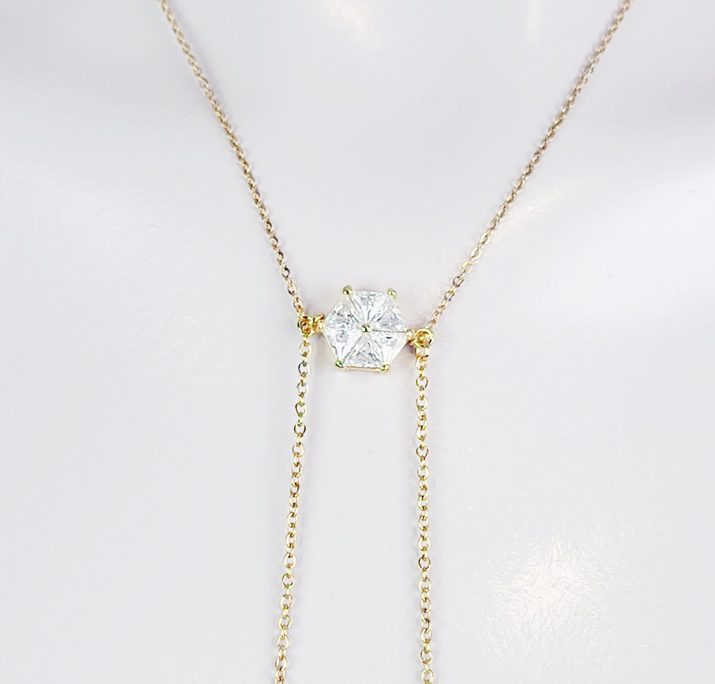 Stainless Steel Necklace to Nipple with Cubic Zirconia Pendant. Non-Piercing or with Pierced Nipples. BDSM Nipple Clamp Option.