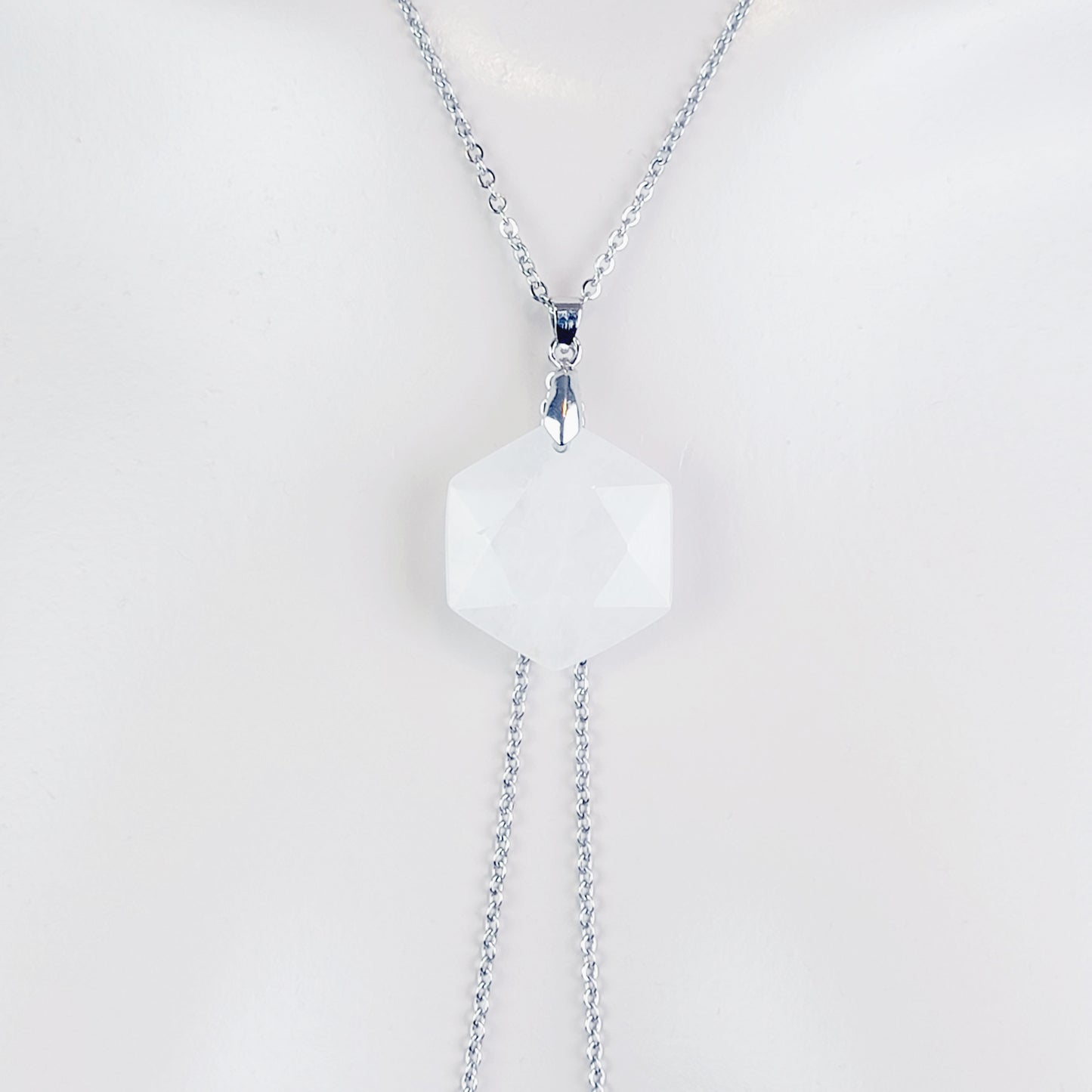 Crystal Necklace to Nipple, Stainless Steel with Quartz Crystal and Non Piercing Nipple Nooses or Clamps
