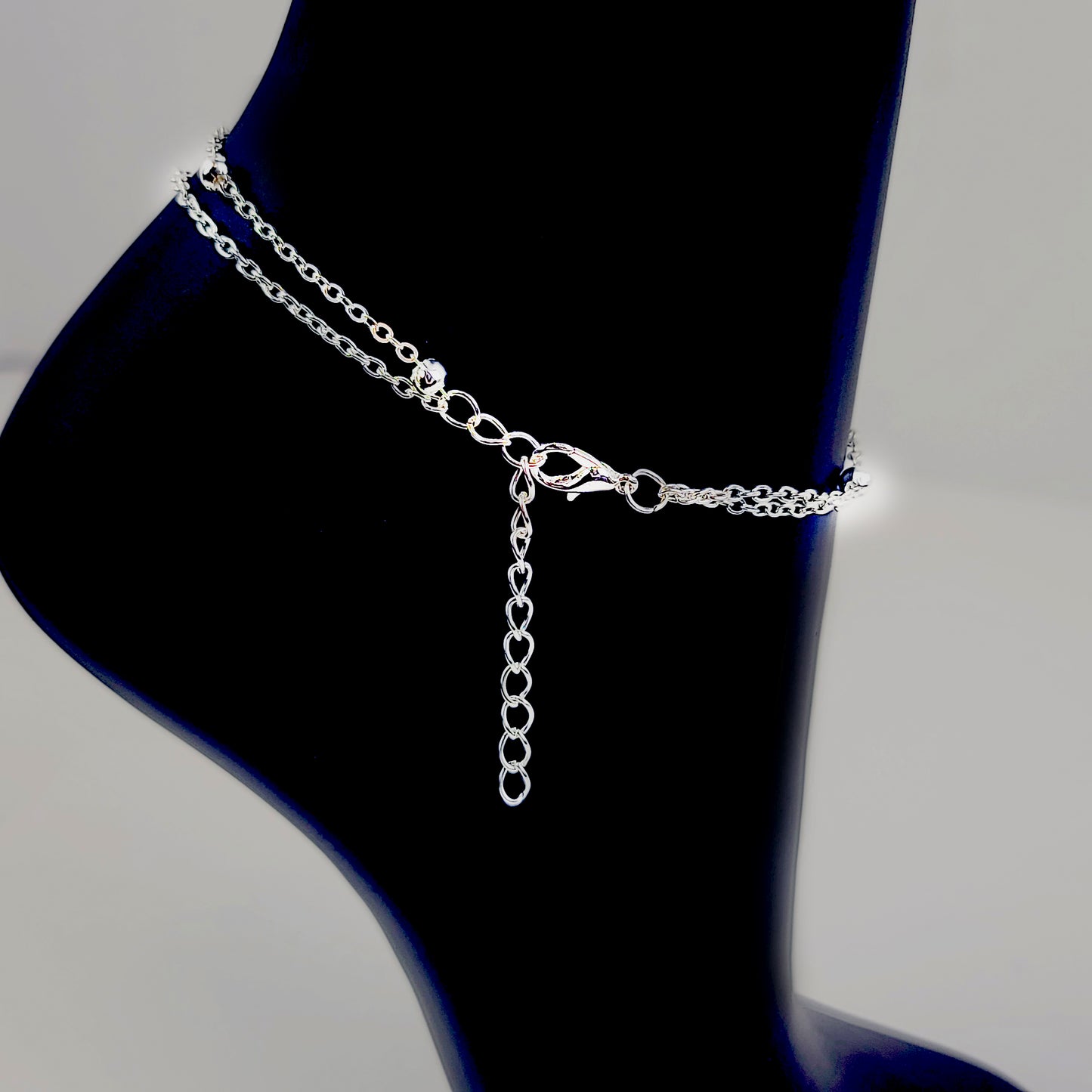 Multi-Tiered Anklet with Rhinestone Dangles.