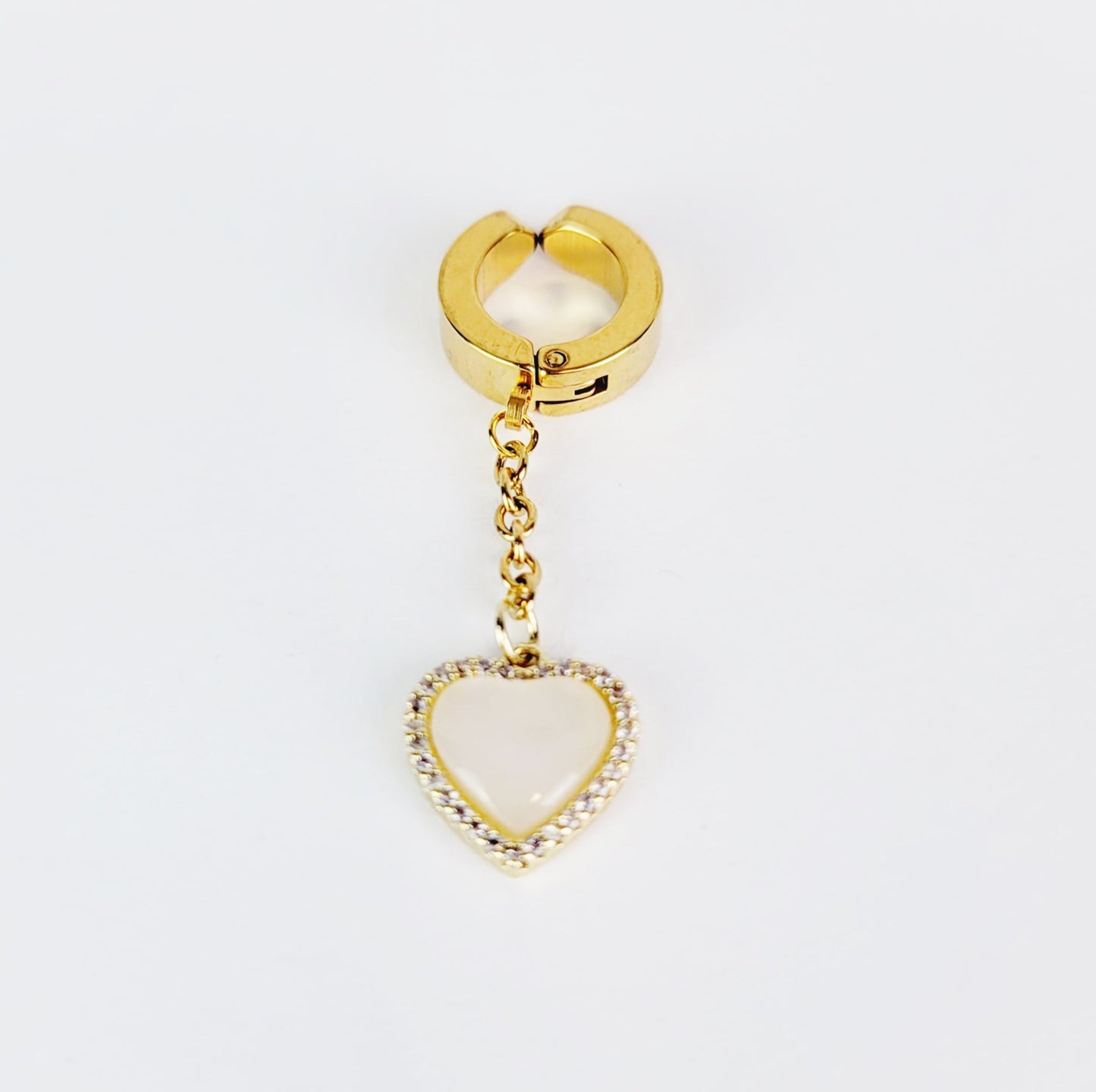 Intimate Jewelry Clip. Non Piercing Gold Stainless Steel Dangling Heart VCH Clip.