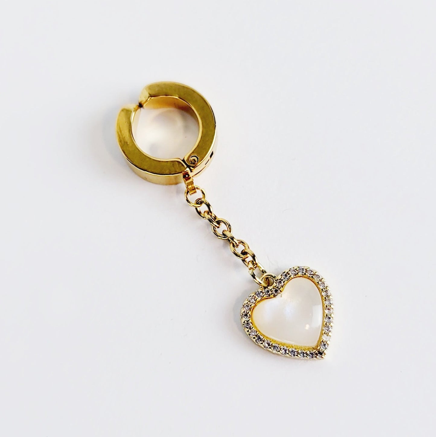Intimate Jewelry Clip. Non Piercing Gold Stainless Steel Dangling Heart VCH Clip.
