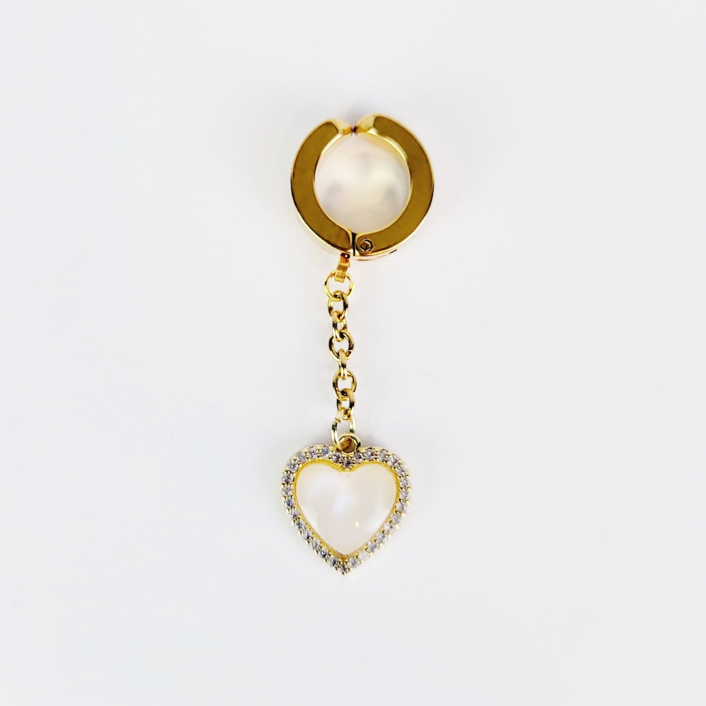Intimate Jewelry Clip. Non Piercing Gold Stainless Steel Dangling Heart VCH Clip.