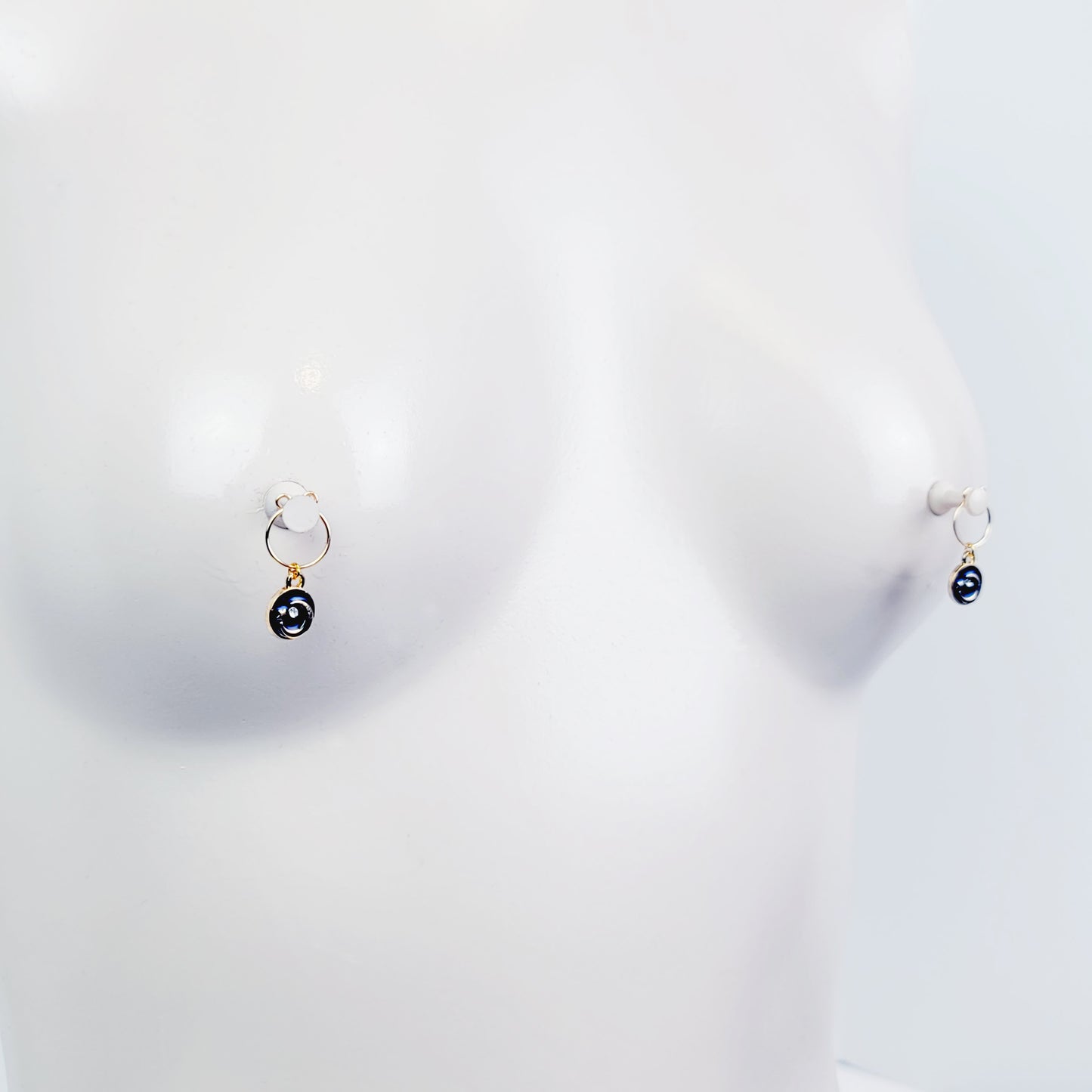 Non Piercing Nipple Rings with Crescent Moon and Star, Gold