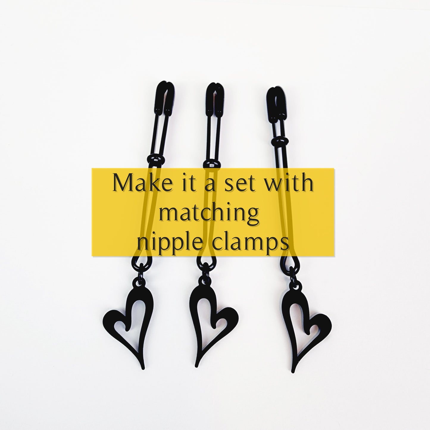 Black Clit Clamp, Black with Heart. Tweezer Clitoral Clamp. Adult Toy for Women, MATURE, BDSM