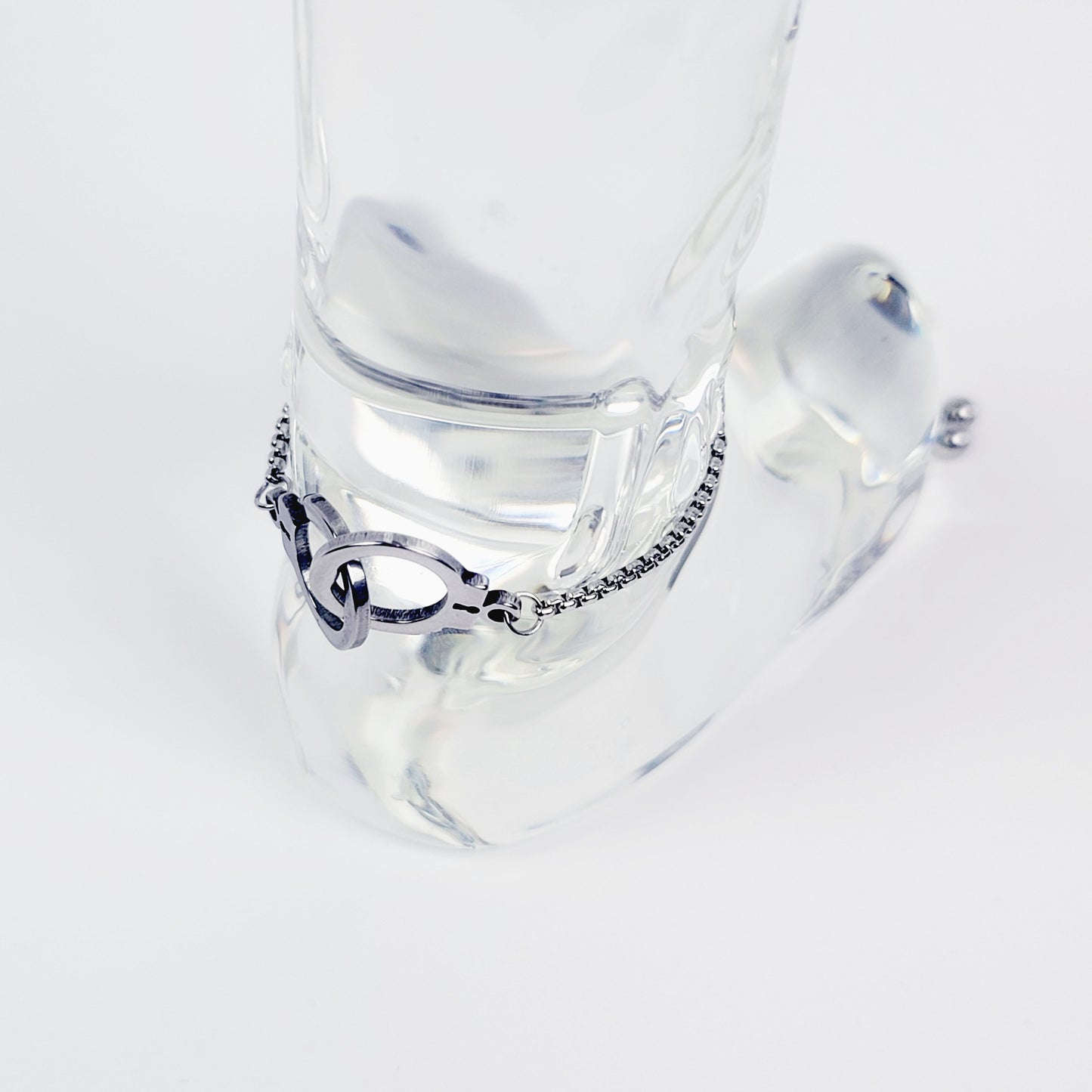 Handcuff Penis Noose, Stainless Steel. Male Submissive Slave, MATURE Body Jewelry for Men. 