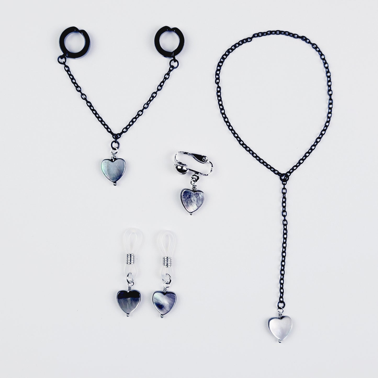 Non Piercing Nipple Nooses, with Shell Hearts. Unisex Nipple Jewelry.