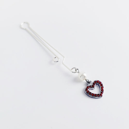 Labia Clip with Pearl and Heart. Non Piercing Intimate Jewelry, Sex Toy For Women