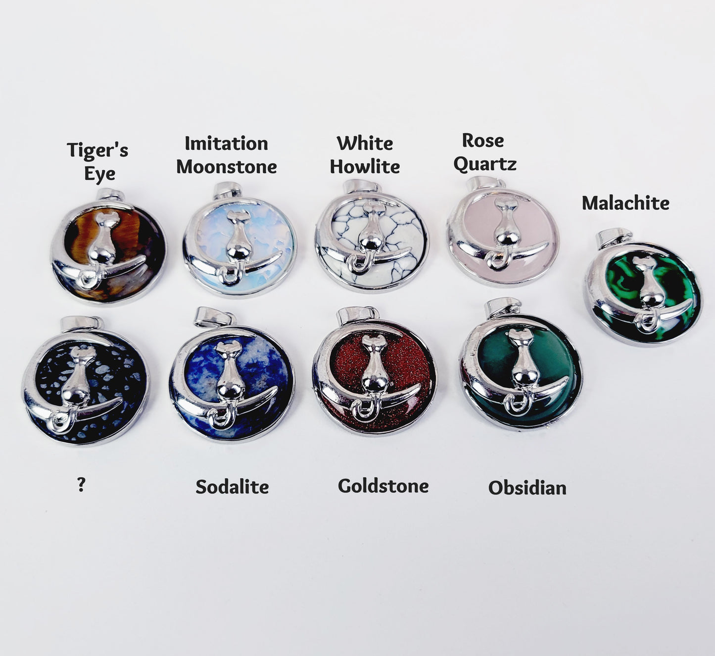 Necklace to Nipple, Non Piercing with Kitten On Moon Crystal Pendant of Your Choice. Multiple Nipple Attachments Options.
