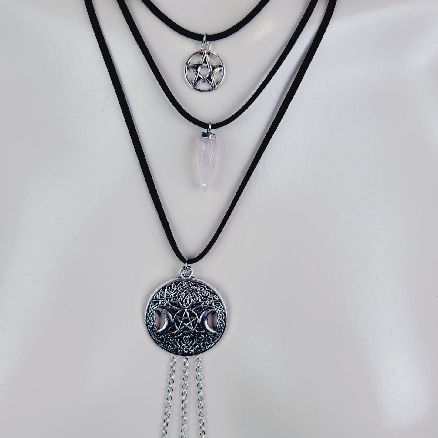 Multi Necklace Set with Amethyst- Necklace to Nipple, Non Piercing and Nipple Clamp Options.