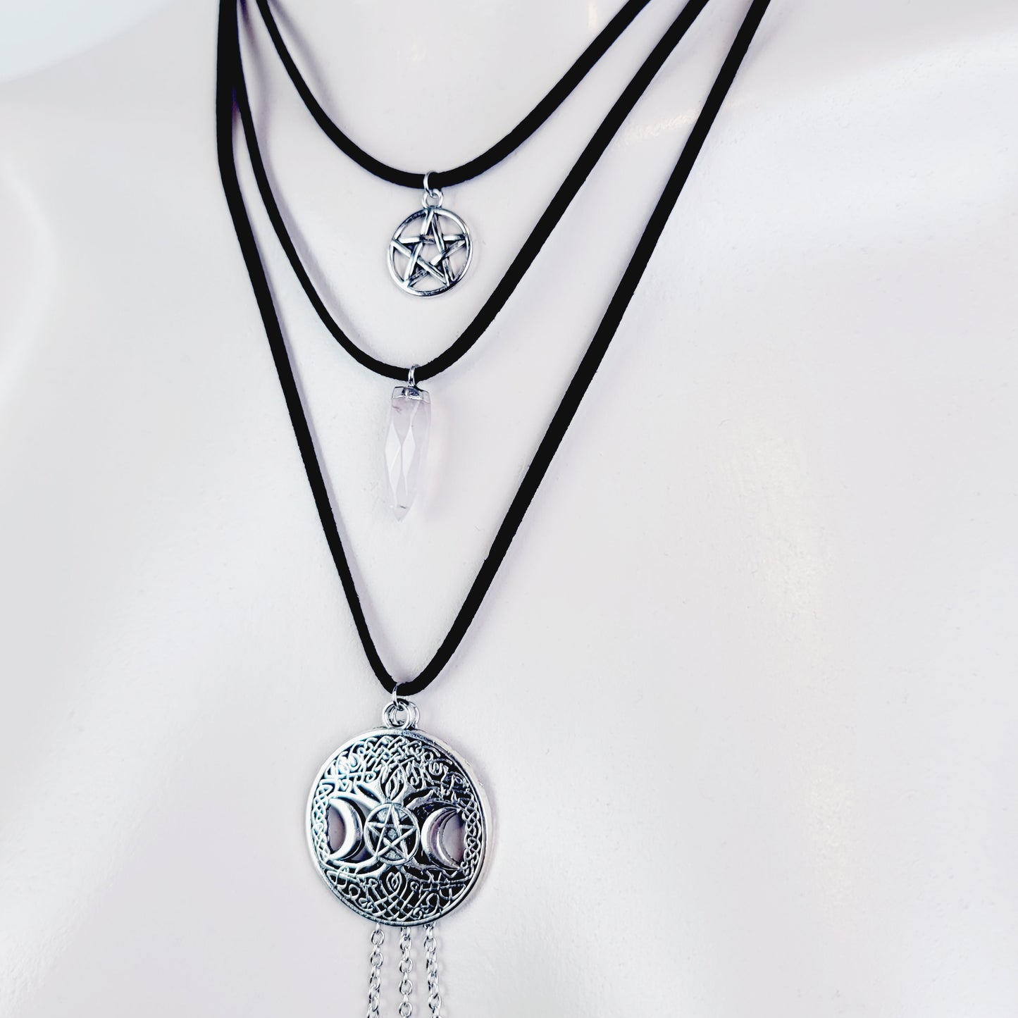 Multi Necklace Set with Amethyst- Necklace to Nipple, Non Piercing and Nipple Clamp Options.