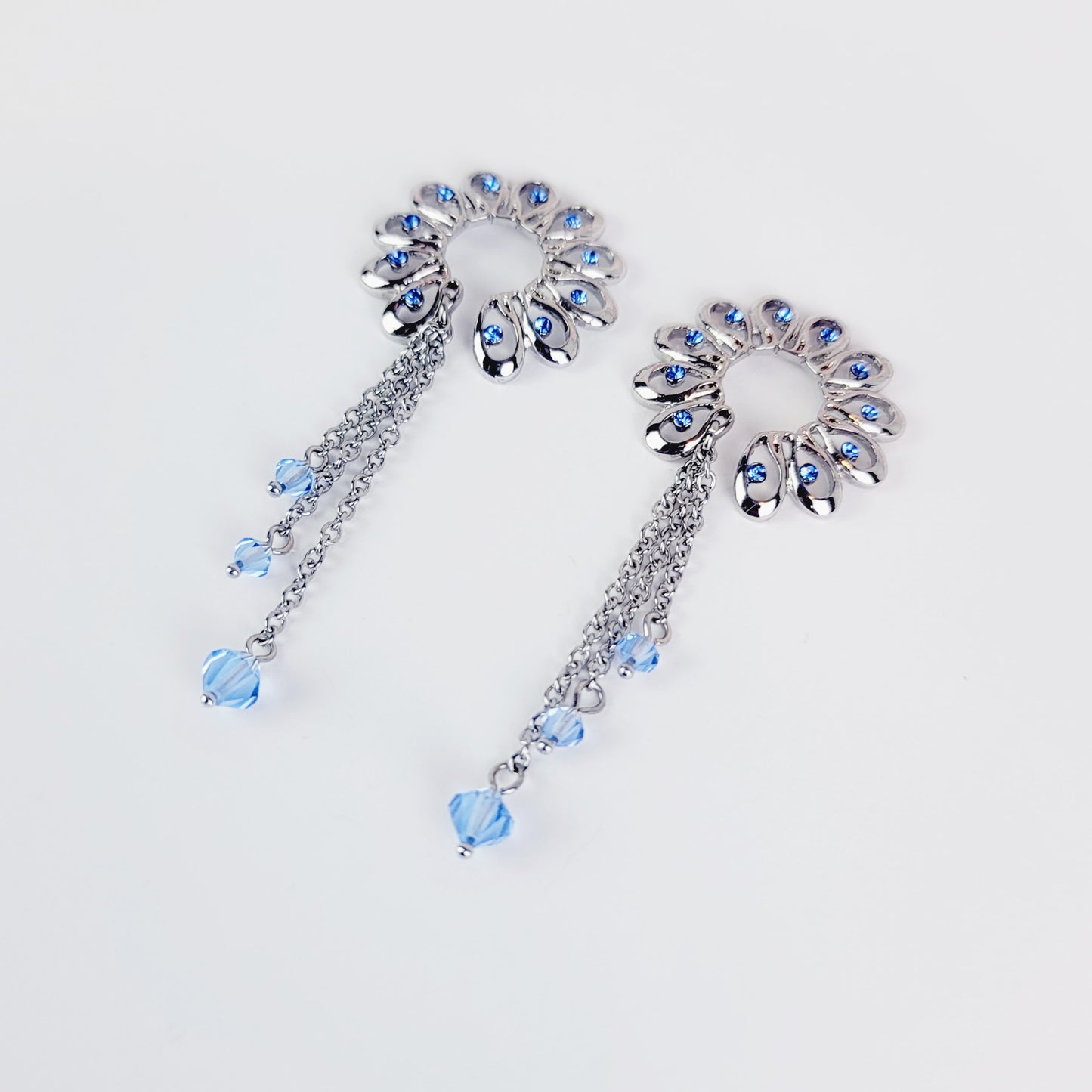 Nipple Shields with Blue Crystals and chain Dangles, Non Piercing Nipple Rings. MATURE, BDSM, Erotic Body Jewelry for Women