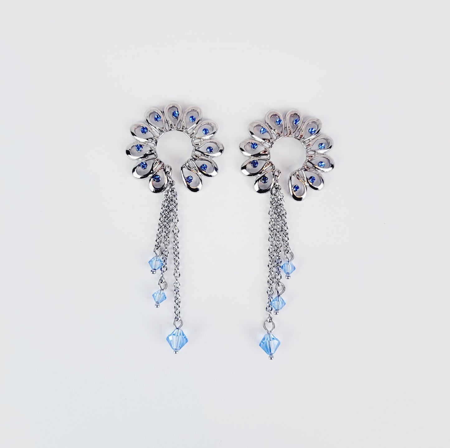 Nipple Shields with Blue Crystals and chain Dangles, Non Piercing Nipple Rings. MATURE, BDSM, Erotic Body Jewelry for Women