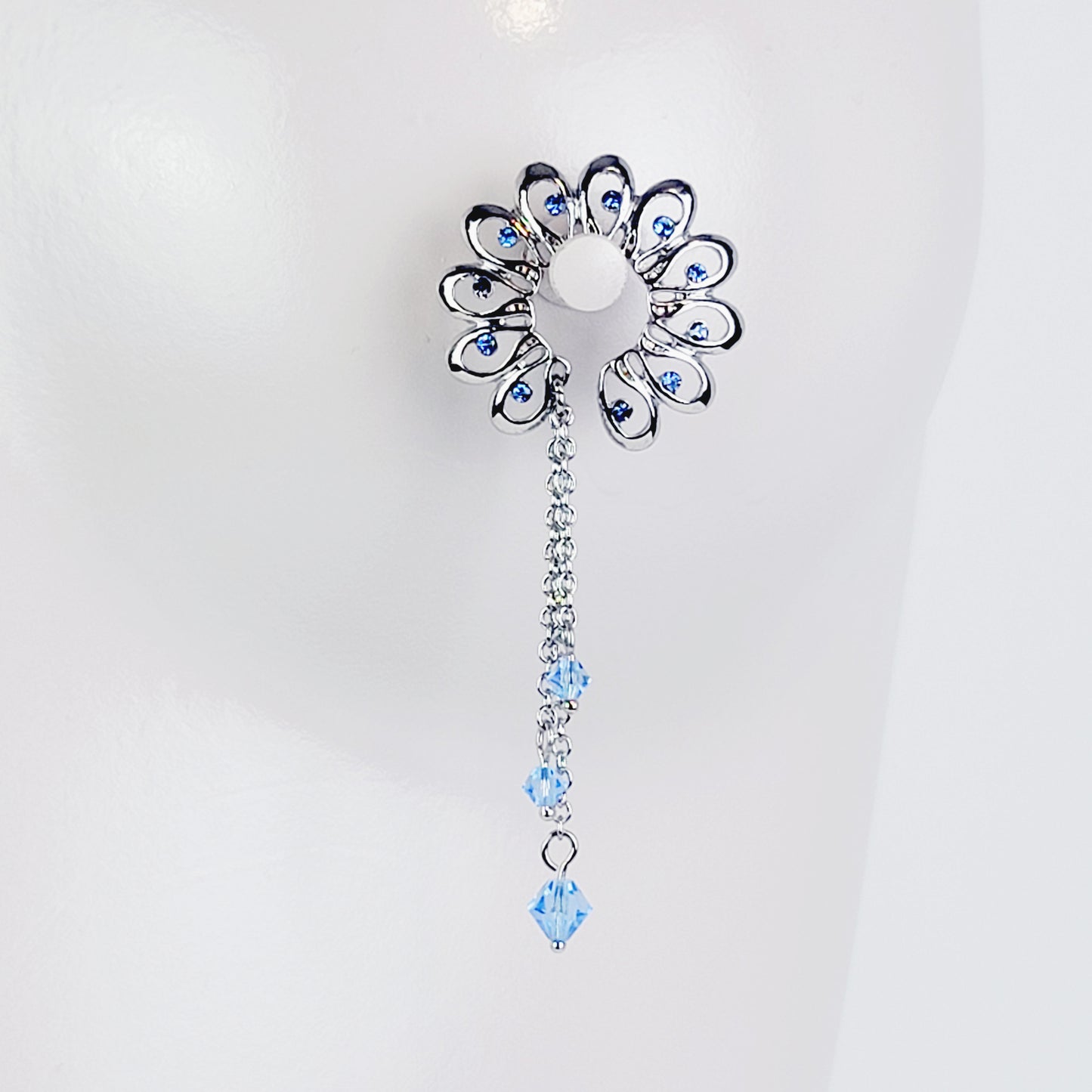 Nipple Shields with Blue Crystals and chain Dangles, Non Piercing Nipple Rings. MATURE, BDSM, Erotic Body Jewelry for Women
