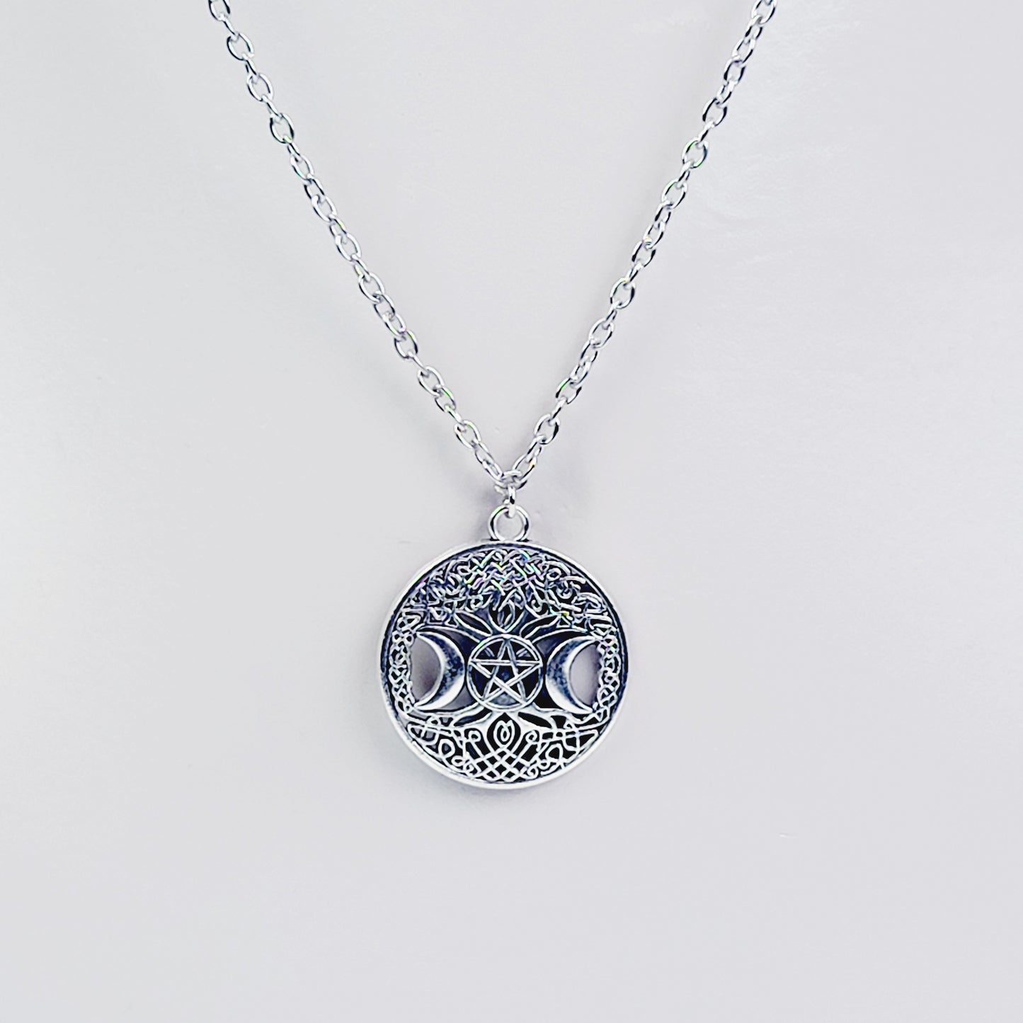 Nipple Chain with Tree of Life Triple Moon Pentacle Charm on Your Choice of Nipple Nooses or Clamps
