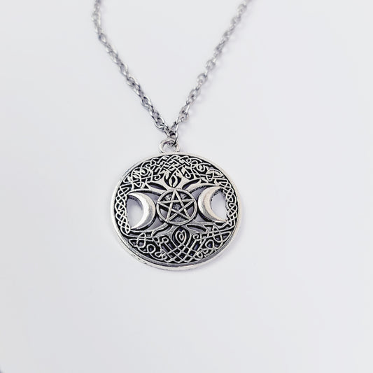 Nipple Chain with Tree of Life Triple Moon Pentacle Charm on Your Choice of Nipple Nooses or Clamps