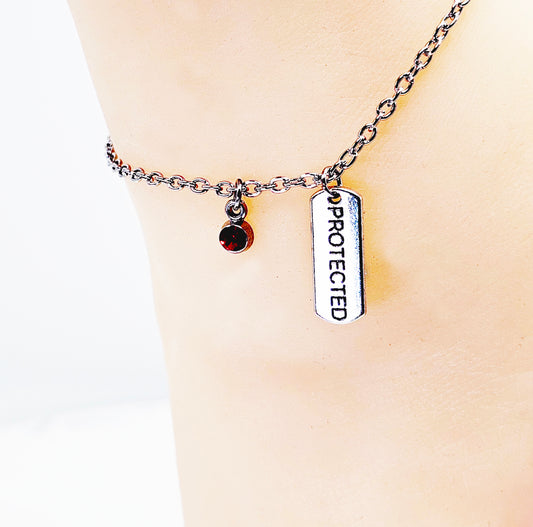 Protected Anklet with Gem. Ankle Bracelet for Women. BDSM
