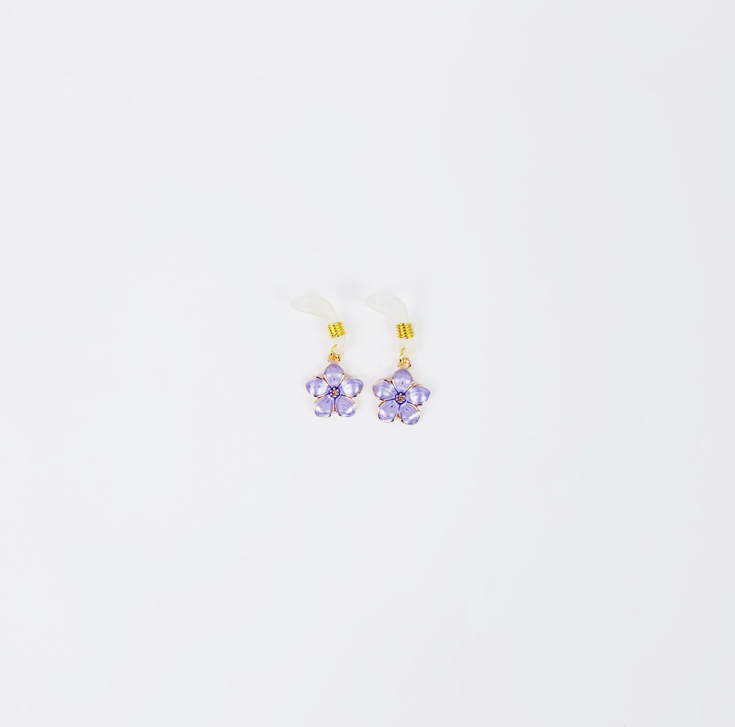 Non Piercing Nipple Noose Dangles with Purple Flowers. Fake Nipple Rings