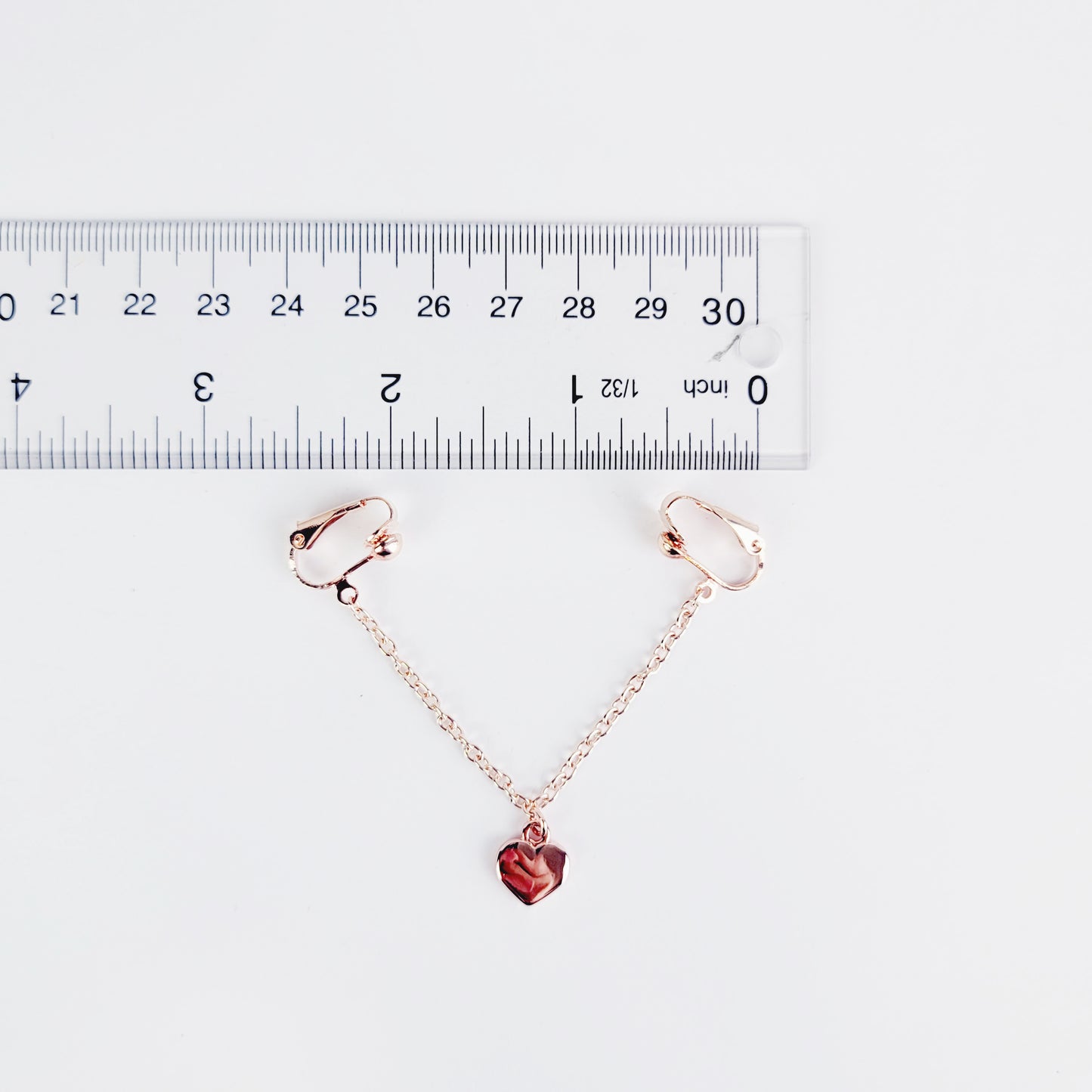 Labia Jewelry, Non Piercing. Rose Gold Labia Chain Dangle with Heart.