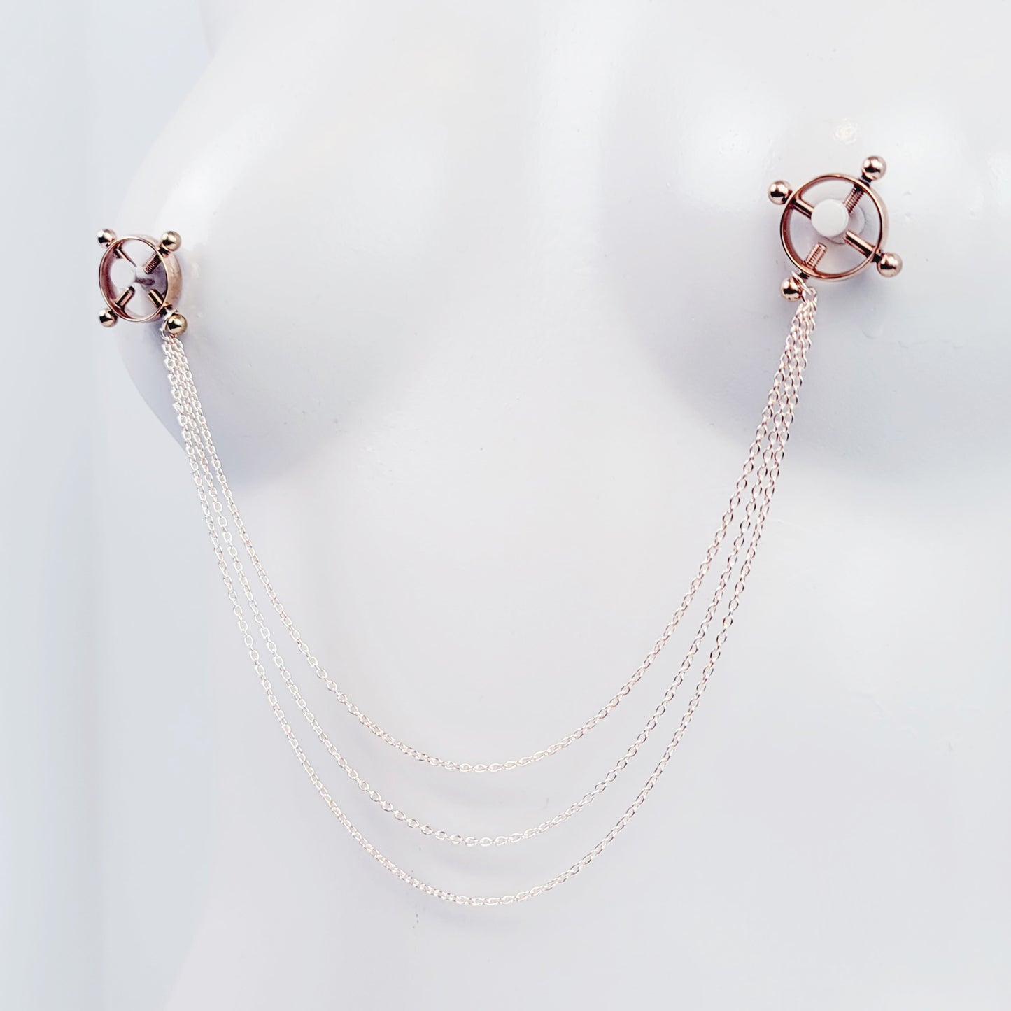 Circle Nipple Clamps, Stainless Steel with Chain Attached