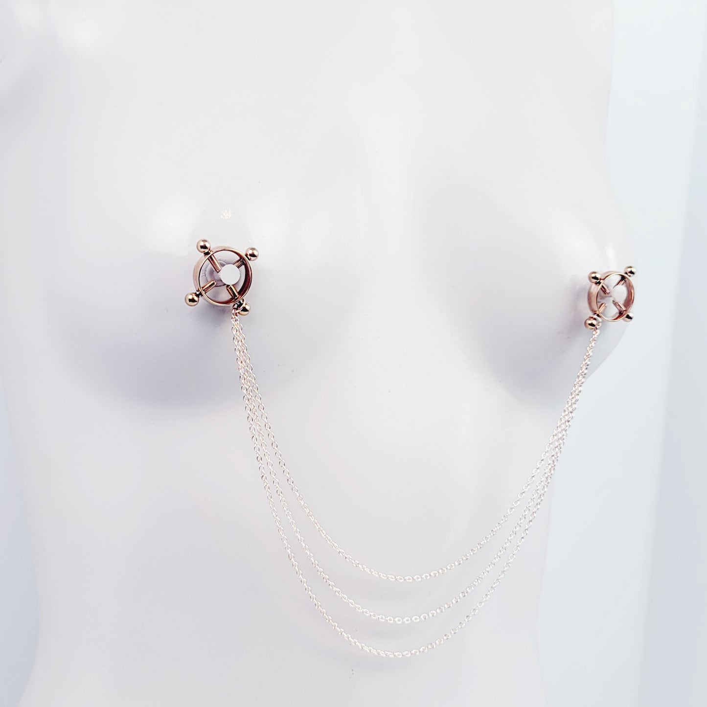 Circle Nipple Clamps, Stainless Steel with Chain Attached