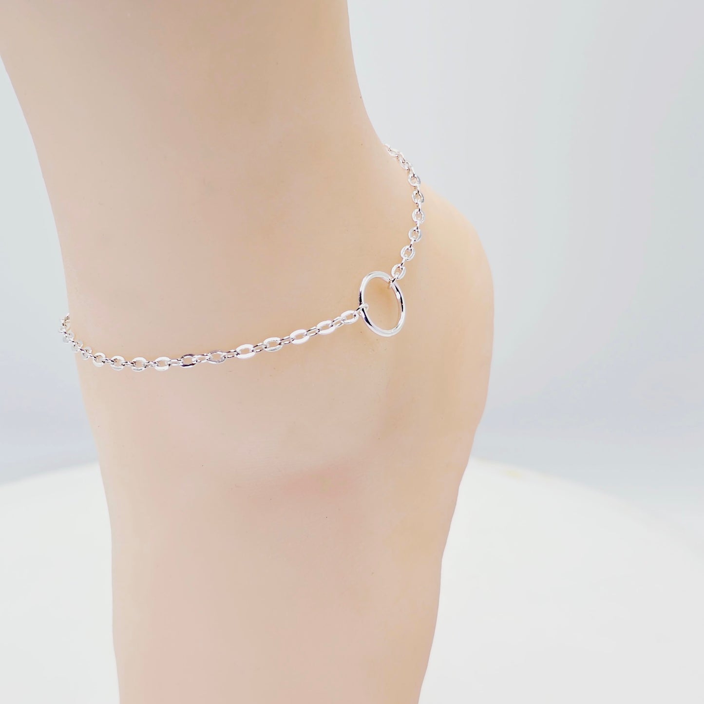 Silver Circle of O Anklet. Minimalist, BDSM, Ankle Bracelet for Submissive, DDLG, Slave, Discreet Collar