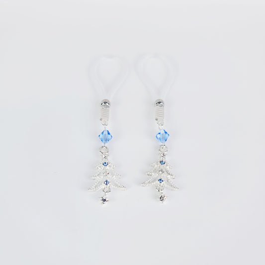 Non Piercing Nipple Nooses or Clamps with Festive Trees and Crystals. Five styles of Nipple Clamps to choose from.
