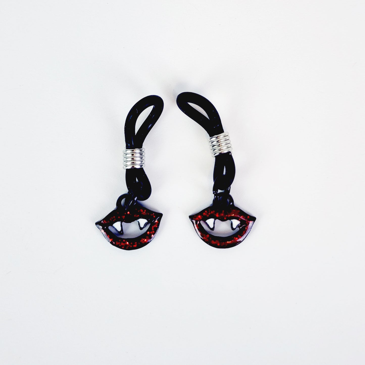 Small Black Nipple Nooses with Vampire Lips
