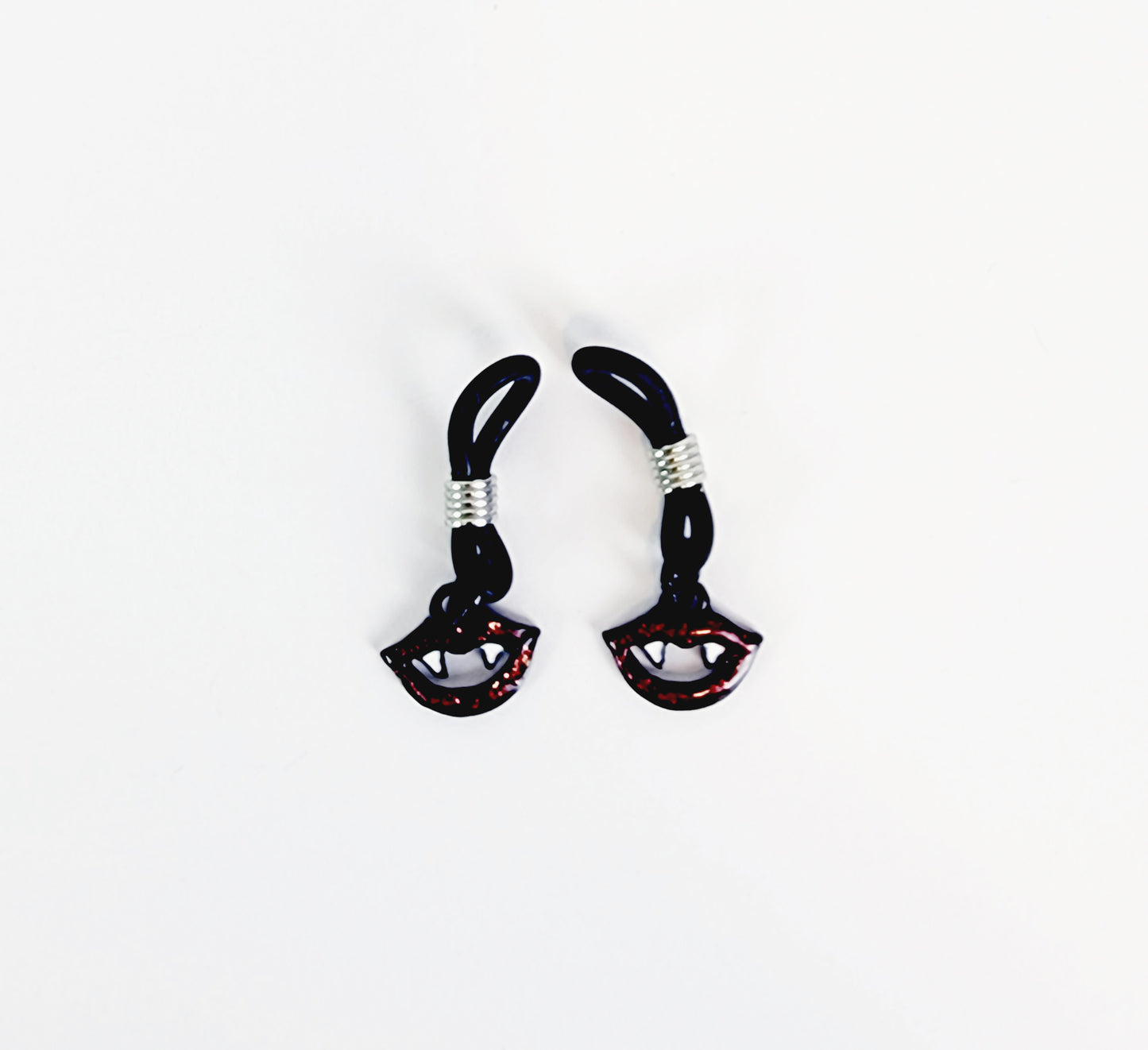 Small Black Nipple Nooses with Vampire Lips