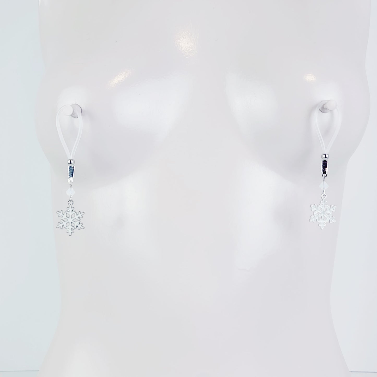 Snowflake Nipple Dangles on Non Piercing Nipple Nooses or Your Choice of Nipple Clamps. BDSM, MATURE