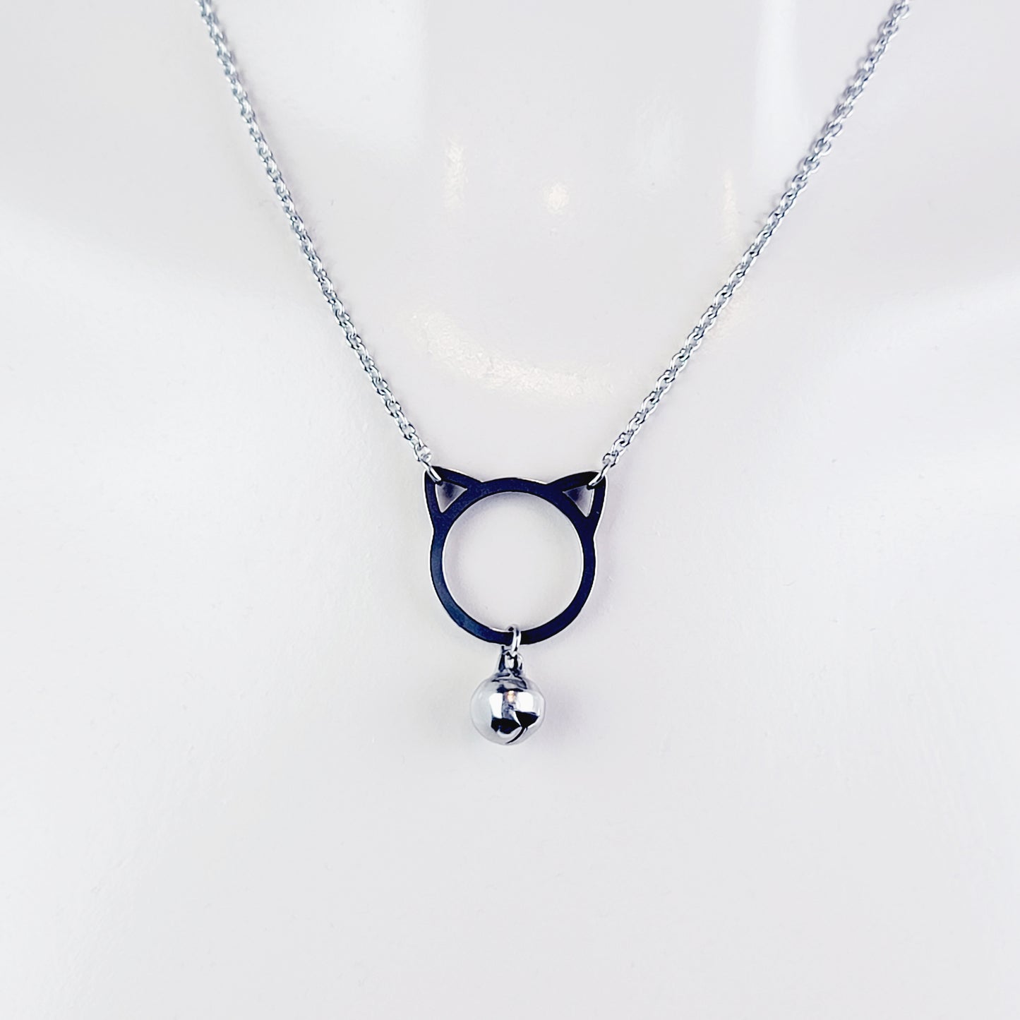 Discreet Day Collar. Stainless Steel Kitten with Bell. BDSM