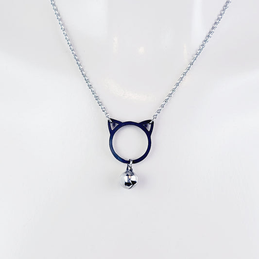 Discreet Day Collar. Stainless Steel Kitten with Bell. BDSM
