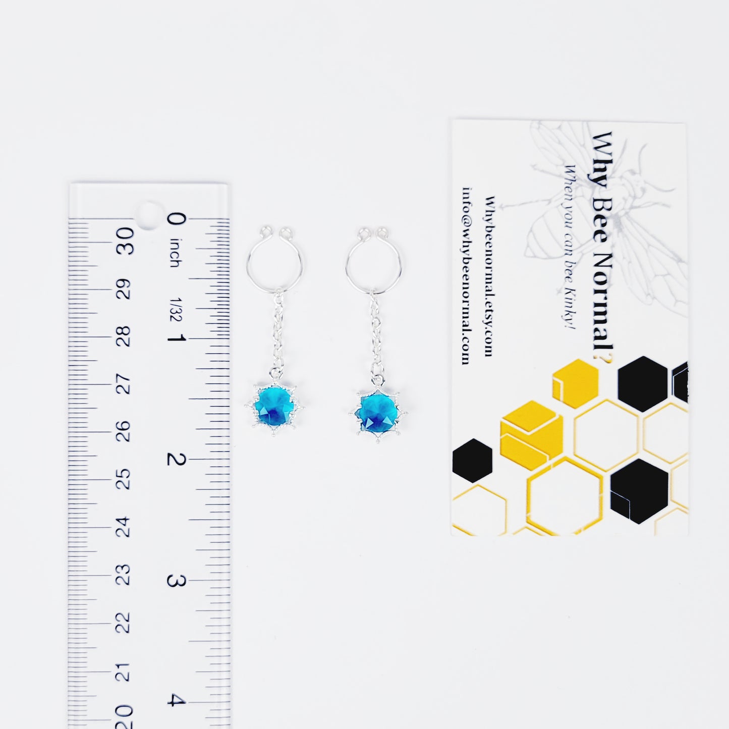 Non Piercing Nipple Rings with Sexy Gemstone Chain Dangles. Fake Nipple Piercing.