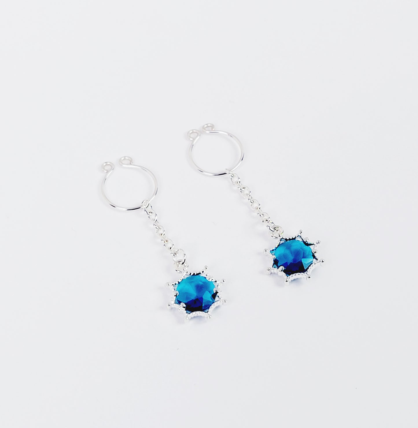 Non Piercing Nipple Rings with Sexy Gemstone Chain Dangles. Fake Nipple Piercing.