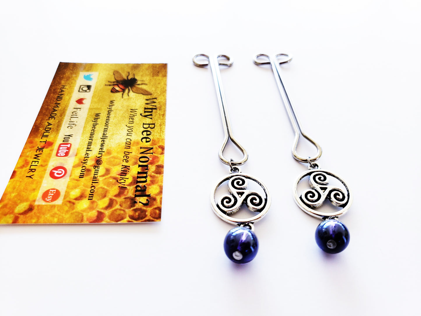 BDSM Nipple Clamps with Triskelion