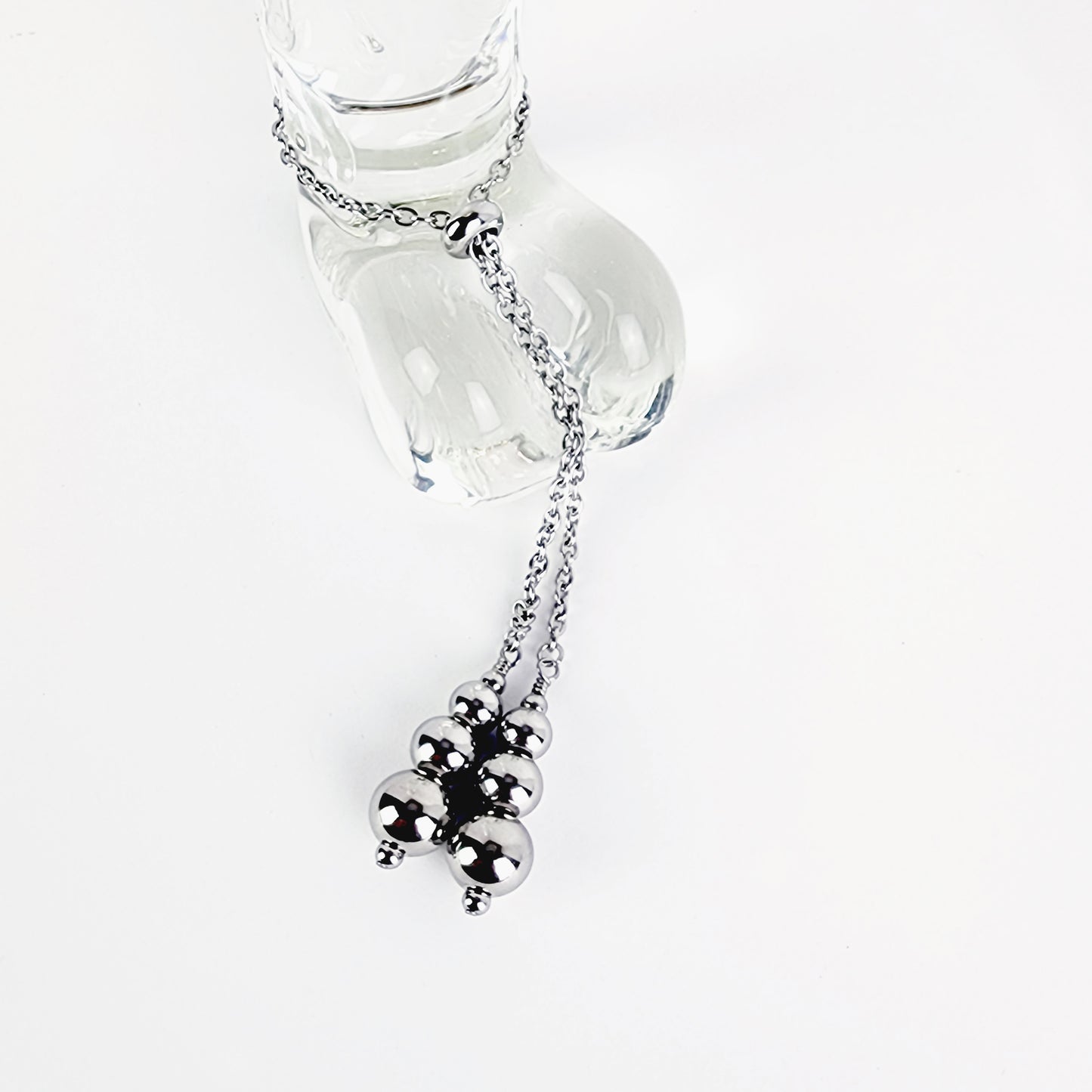 Stainless Steel Weighted Penis Chain Noose. Thick Chain and Heavy Beads.