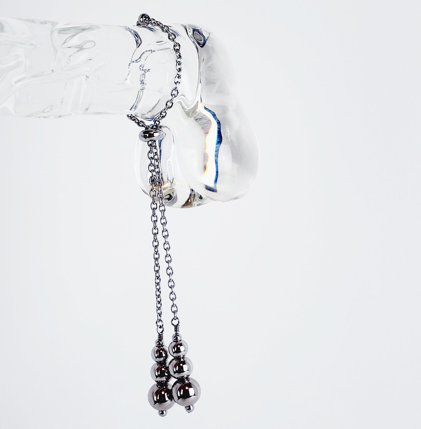 Stainless Steel Weighted Penis Chain Noose. Thick Chain and Heavy Beads.