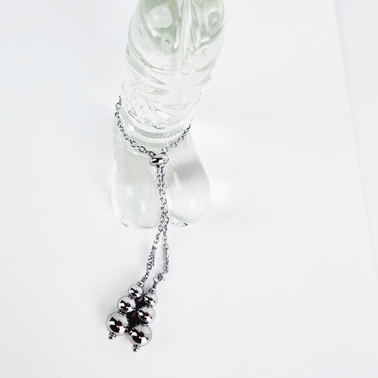 Stainless Steel Weighted Penis Chain Noose. Thick Chain and Heavy Beads.